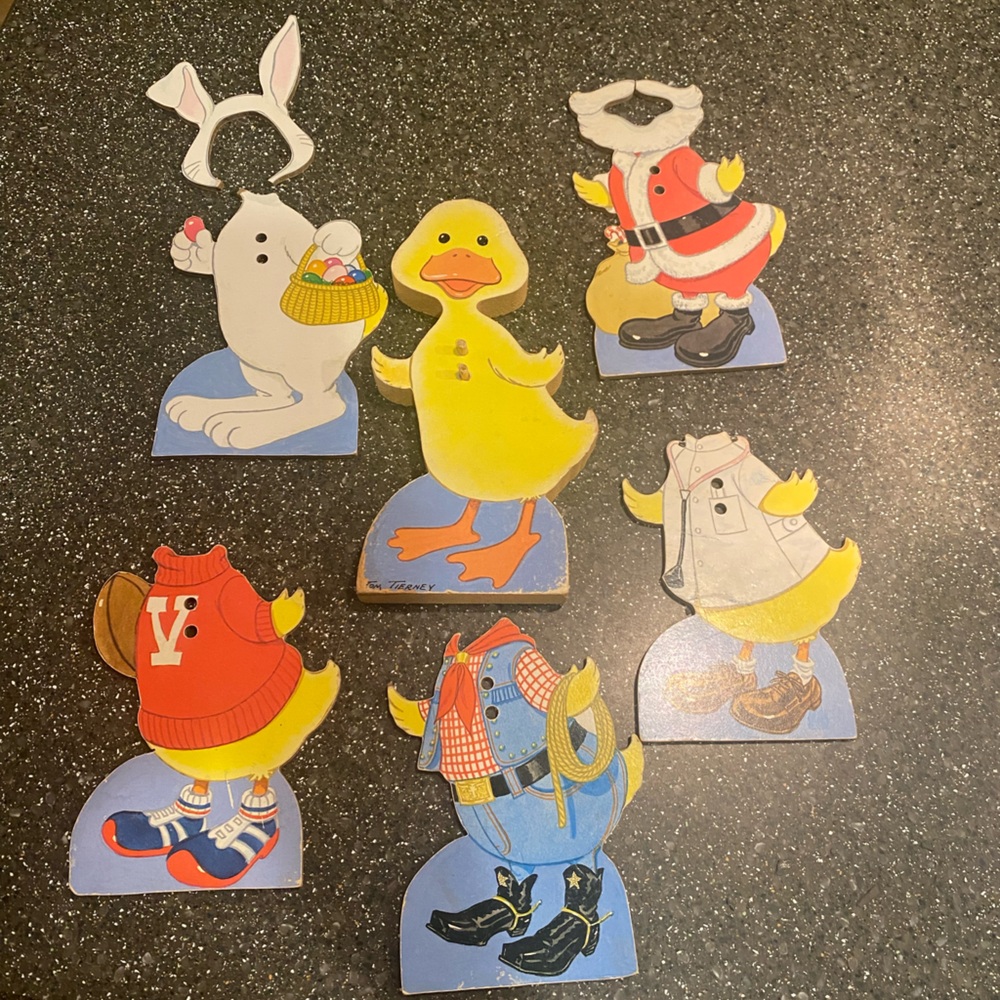 Vintage Tom Tierney cut out duck with dress up outfits